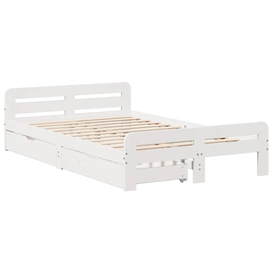 Estructura de cama sin colchón madera maciza blanca 120x190