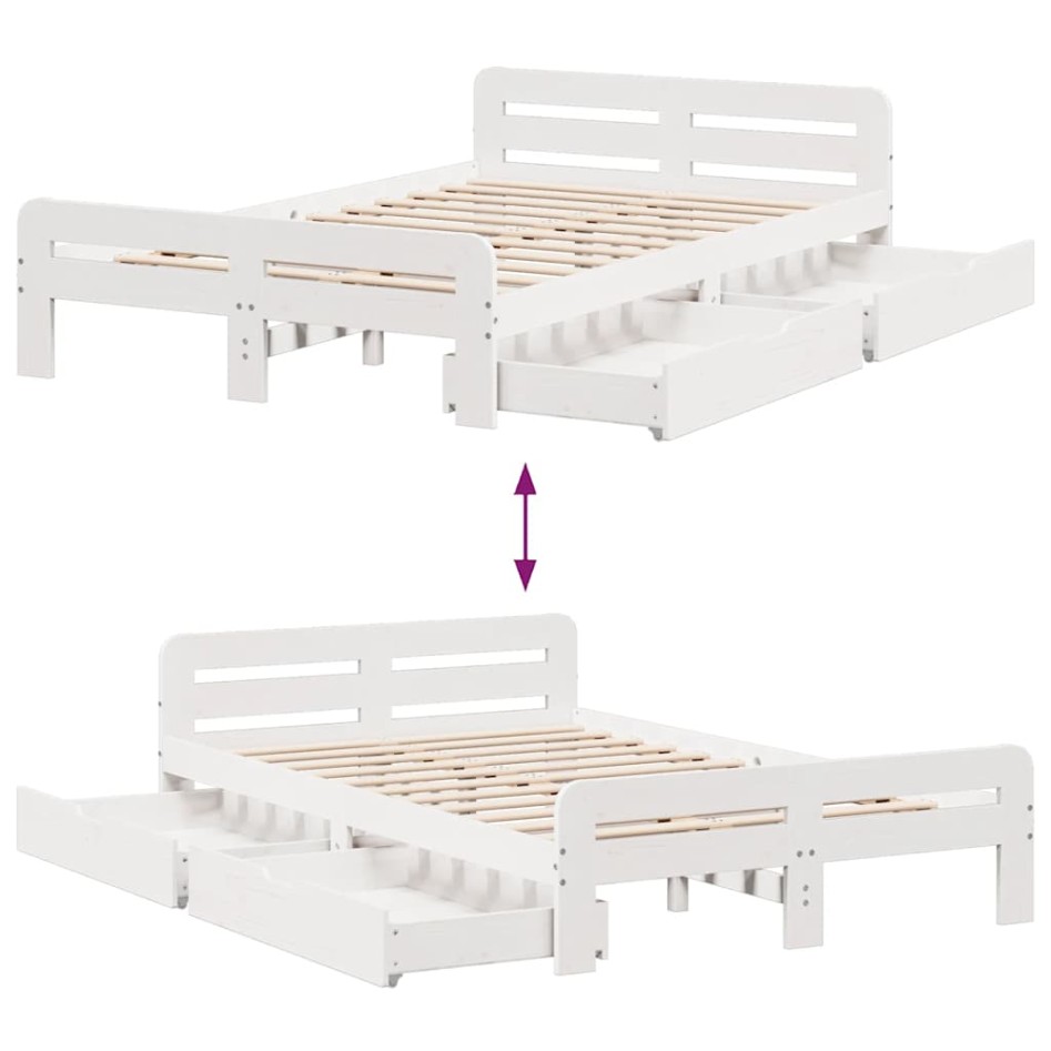 Estructura de cama sin colchón madera maciza blanca 120x190