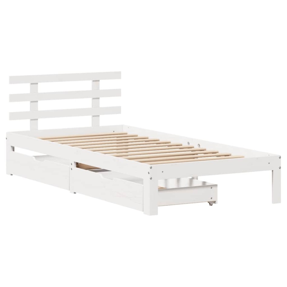 Estructura cama con cajones madera maciza pino blanco 90x200
