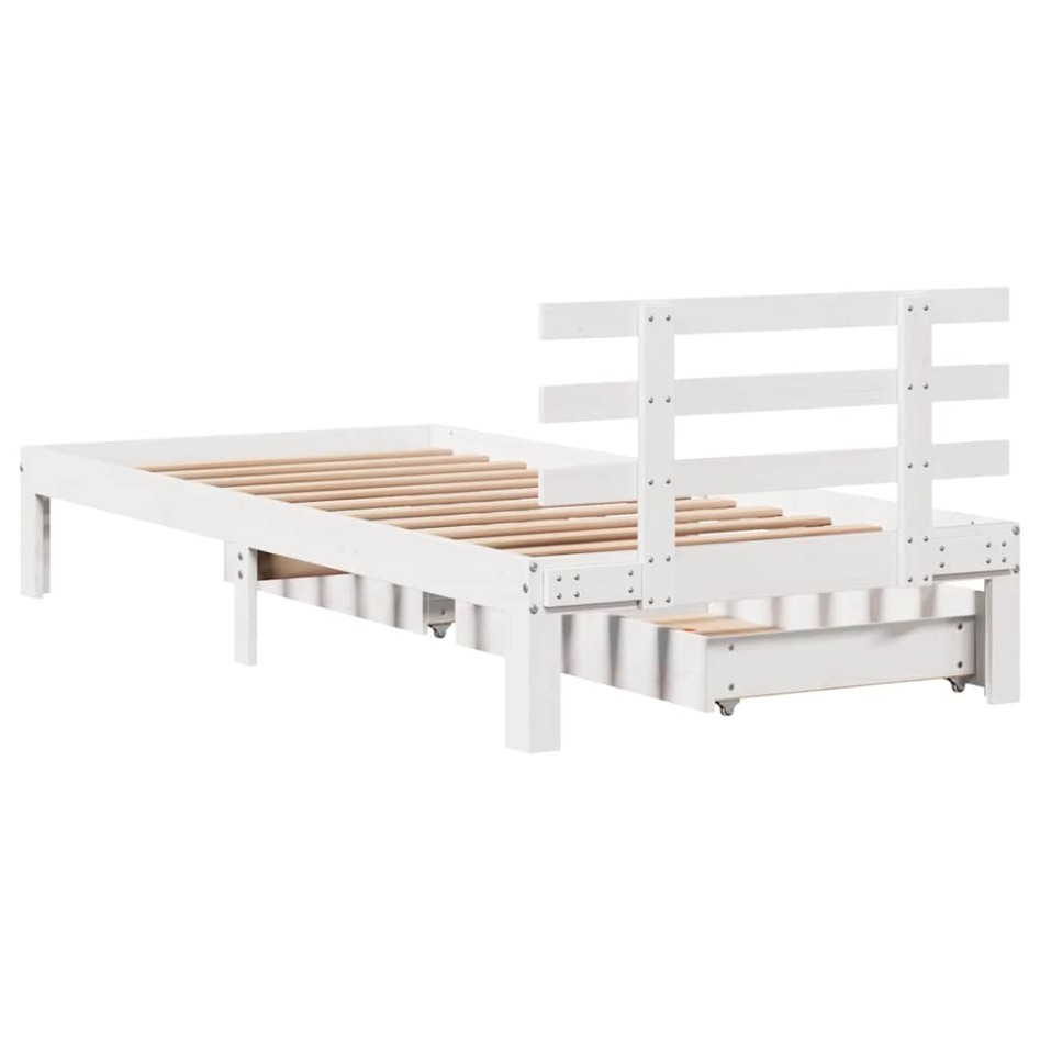 Estructura cama con cajones madera maciza pino blanco 90x200