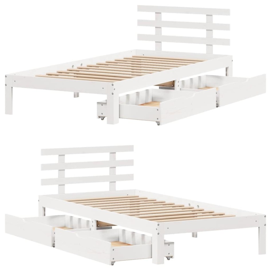 Estructura cama con cajones madera maciza pino blanco 90x200