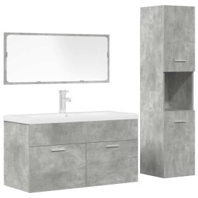 Juego muebles de baño 4 pzas madera contrachapada gris