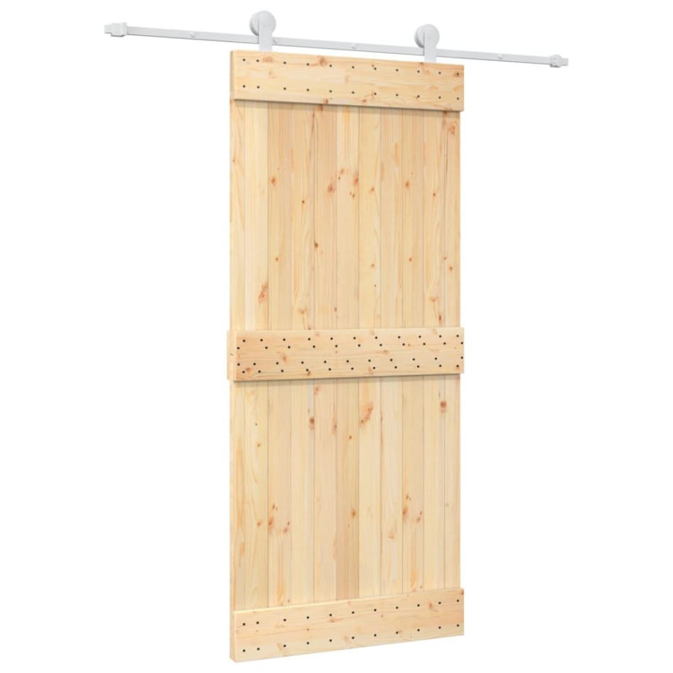 Puerta corredera con herrajes madera maciza de pino 90x210
