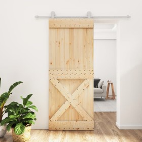 Puerta corredera con herrajes madera maciza de pino 85x210