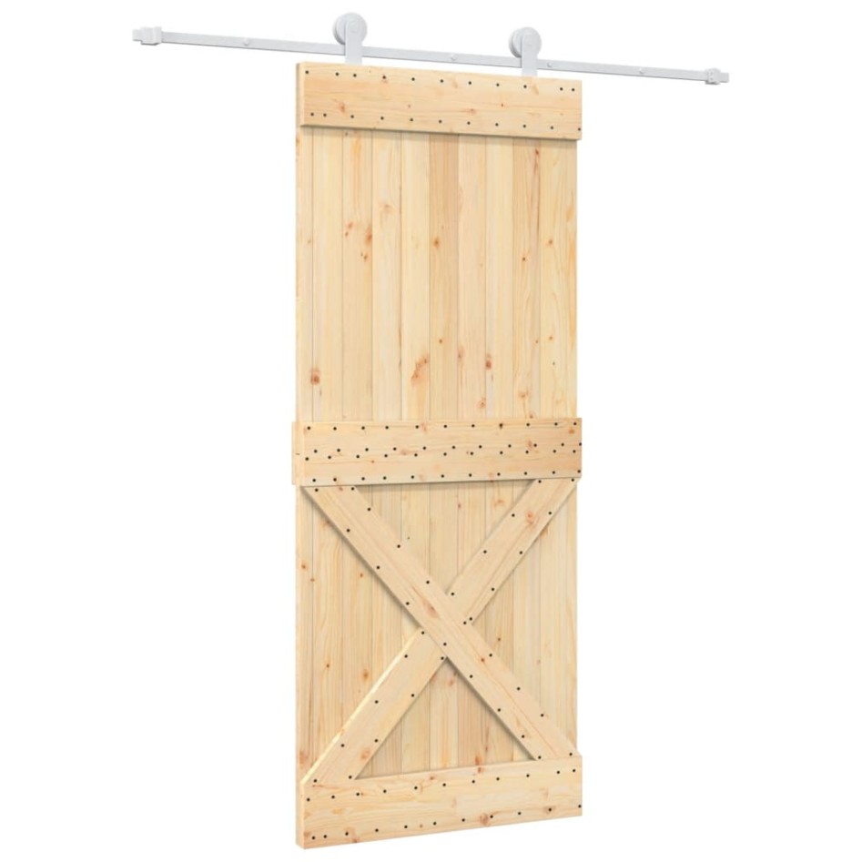 Puerta corredera con herrajes madera maciza de pino 85x210