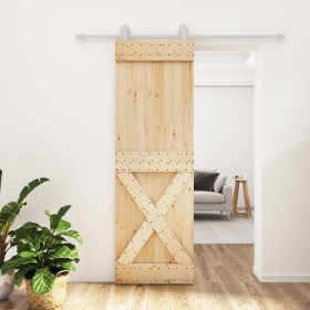 Puerta corredera con herrajes madera maciza de pino 70x210