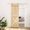 Puerta corredera con herrajes madera maciza de pino 70x210 cm