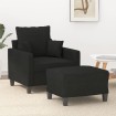 Sillón con taburete tela negro 60 cm