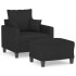 Sillón con taburete tela negro 60