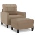 Sillón con taburete cuero sintético color capuchino 60