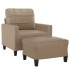 Sillón con taburete cuero sintético color capuchino 60