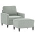 Sillón con taburete terciopelo gris claro 60