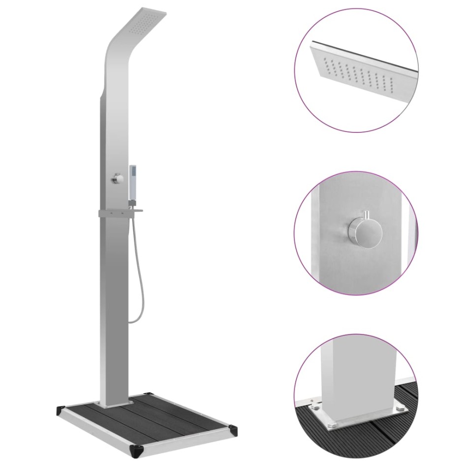 Ducha de jardín con plato acero inoxidable y