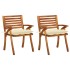 Sillas de comedor jardín con cojines 2 uds madera maciza