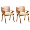Sillas de comedor jardín con cojines 2 uds madera maciza acacia