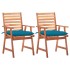 Sillas comedor de jardín 2 uds madera maciza acacia y
