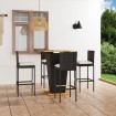 Set de muebles de bar de jardín 5 pzas y cojines ratán PE negro