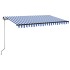 Toldo automático retráctil azul y blanco 450x350