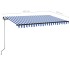 Toldo automático retráctil azul y blanco 450x350