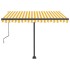 Toldo de pie automático amarillo y blanco 300x250