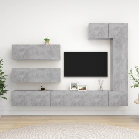 Set muebles de salón TV 7 pzas madera ingeniería gris