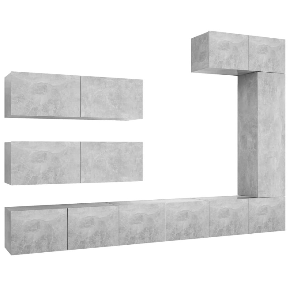 Set muebles de salón TV 7 pzas madera ingeniería gris