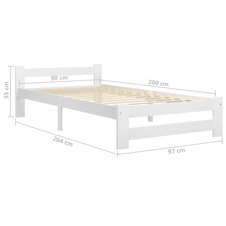 Estructura de cama sin colchón madera de pino blanco 90x200