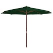 Sombrilla de jardín con palo de madera 350 cm verde