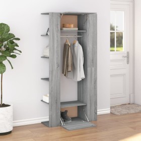 Mueble de recibidor 2 uds madera contrachapada gris