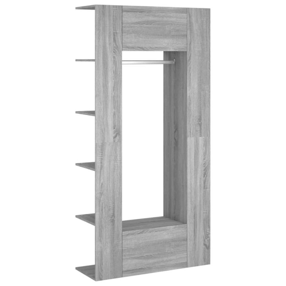 Mueble de recibidor 2 uds madera contrachapada gris