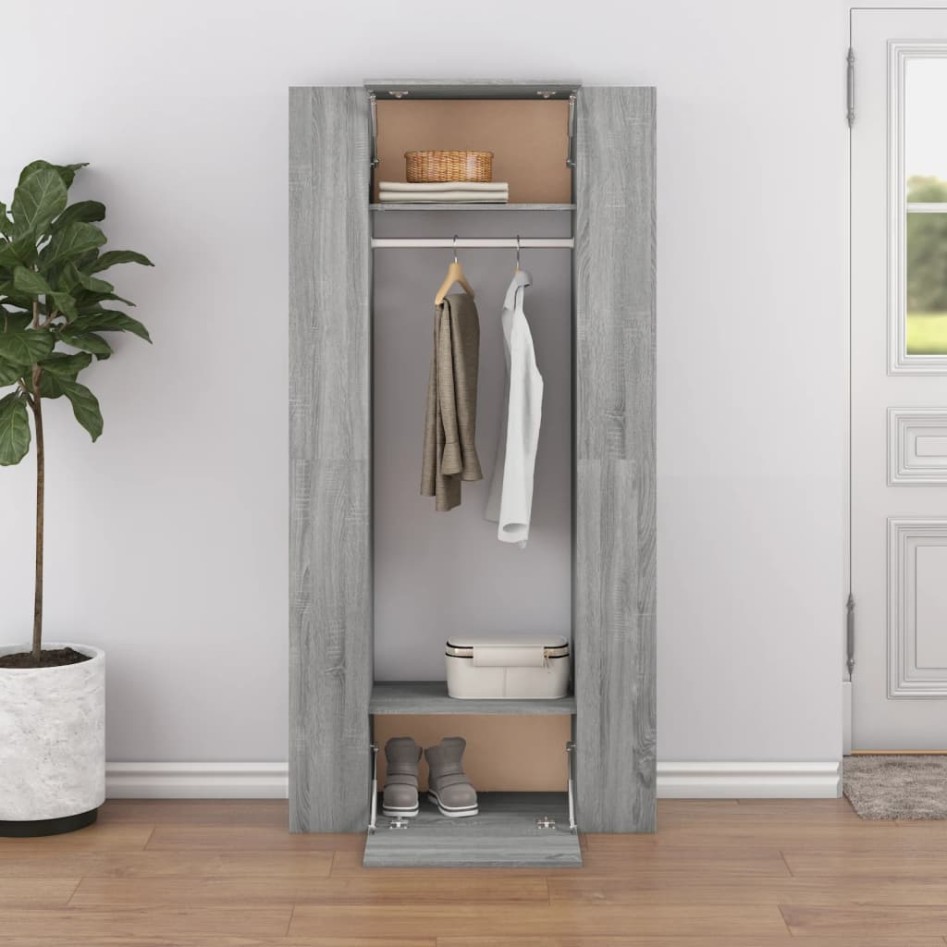 Mueble de recibidor 2 uds madera contrachapada gris