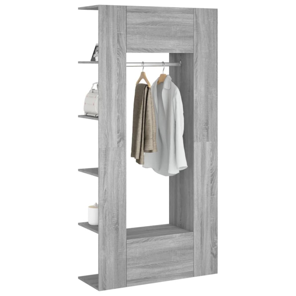Mueble de recibidor 2 uds madera contrachapada gris