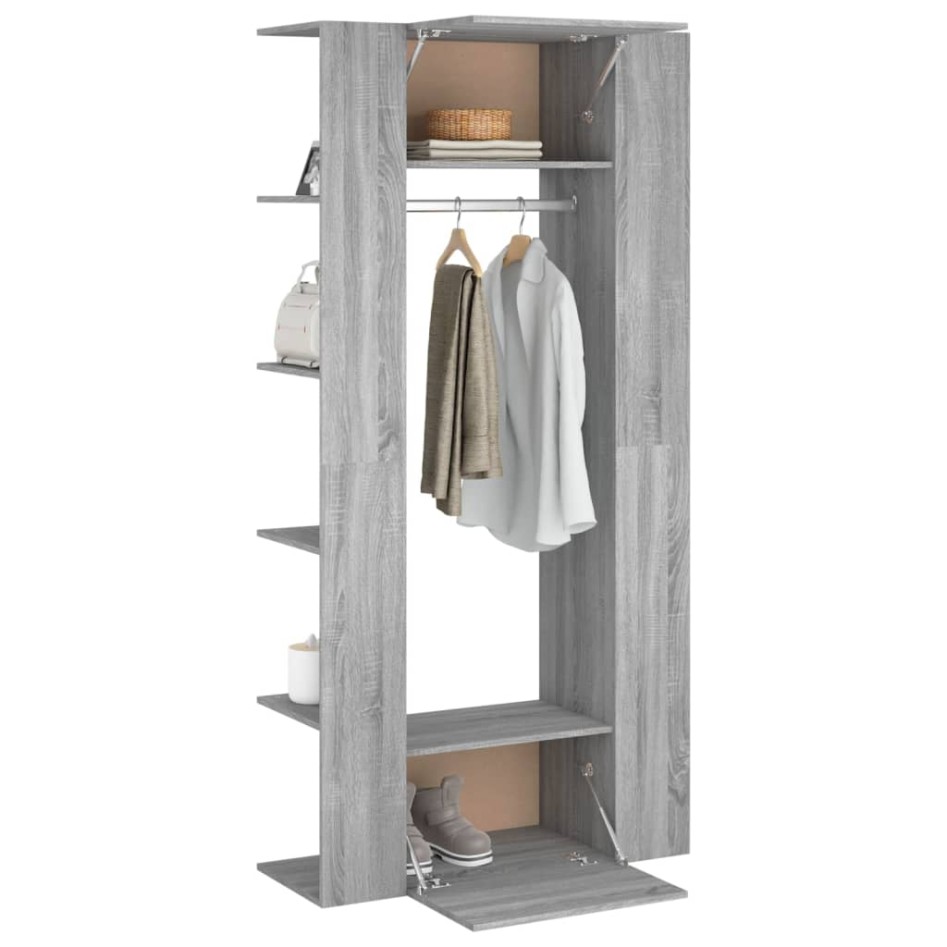 Mueble de recibidor 2 uds madera contrachapada gris