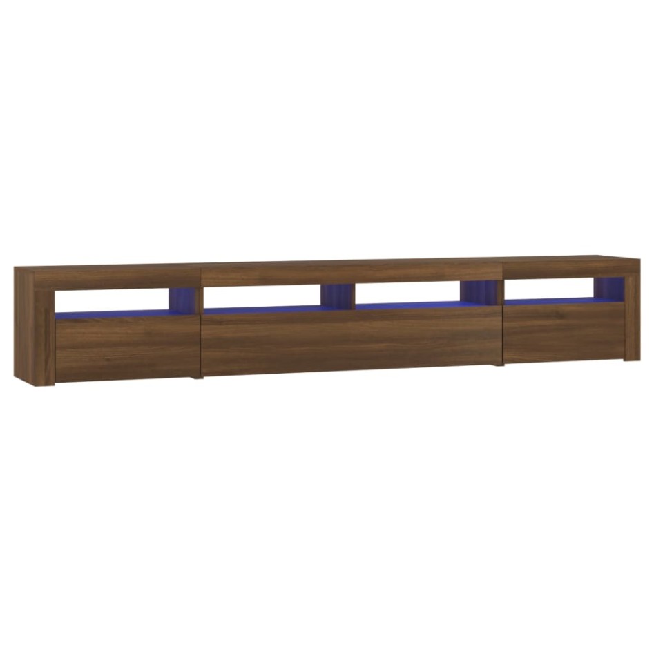 Mueble de TV con luces LED marrón roble 240x35x40