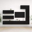 Set de muebles de salón TV 7 piezas madera de ingeniería negro