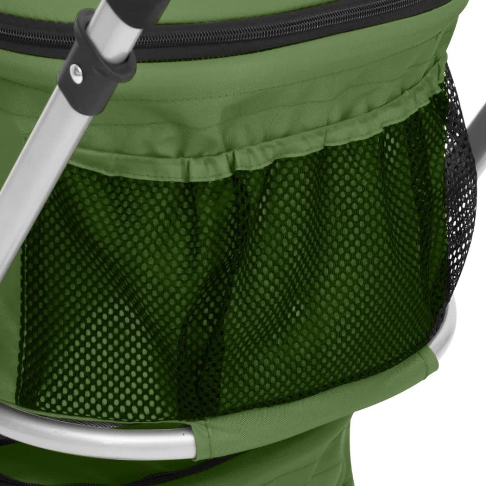 Cochecito doble de perros plegable tela oxford verde