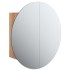 Armario de baño con espejo redondo y LED roble 40x40x17,5
