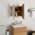 Armario de baño con espejo redondo y LED roble 40x40x17,5
