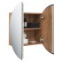 Armario de baño con espejo redondo y LED roble 40x40x17,5