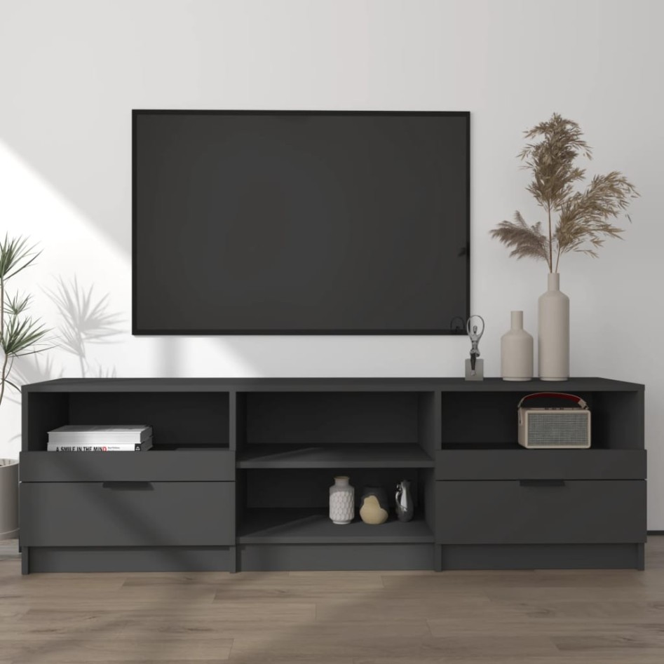 Mueble para TV madera contrachapada negro 150x33,5x45