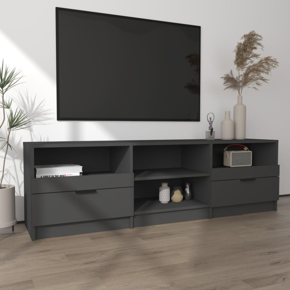 Mueble para TV madera contrachapada negro 150x33,5x45