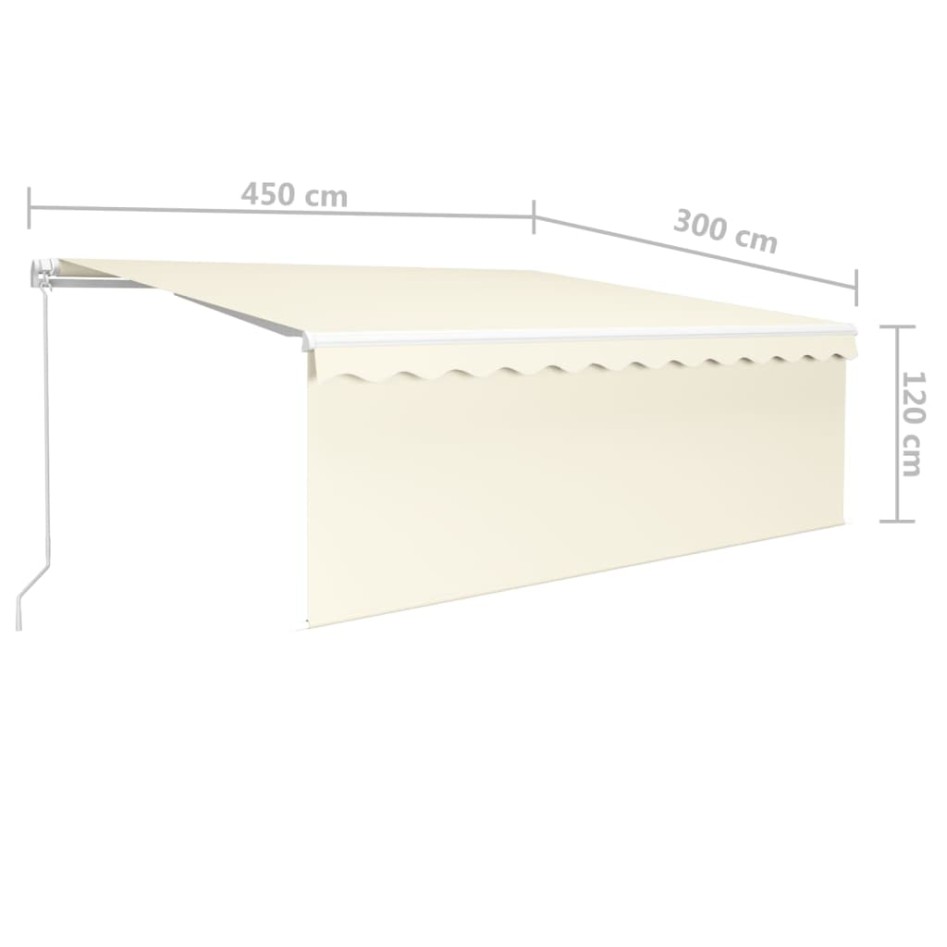 Toldo retráctil manual con persiana crema 4,5x3