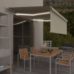 Toldo retráctil manual con persiana y LED crema 4,5x3 m