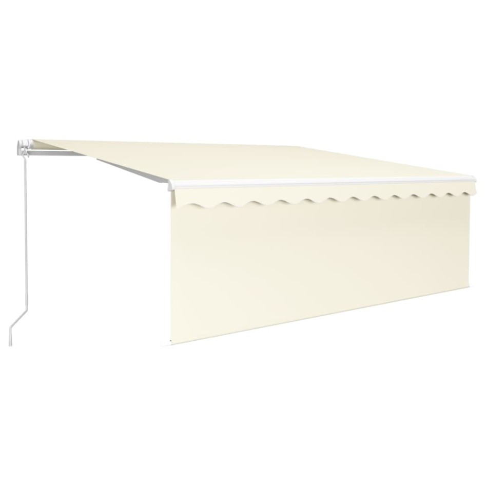 Toldo retráctil manual con persiana y LED crema 4,5x3