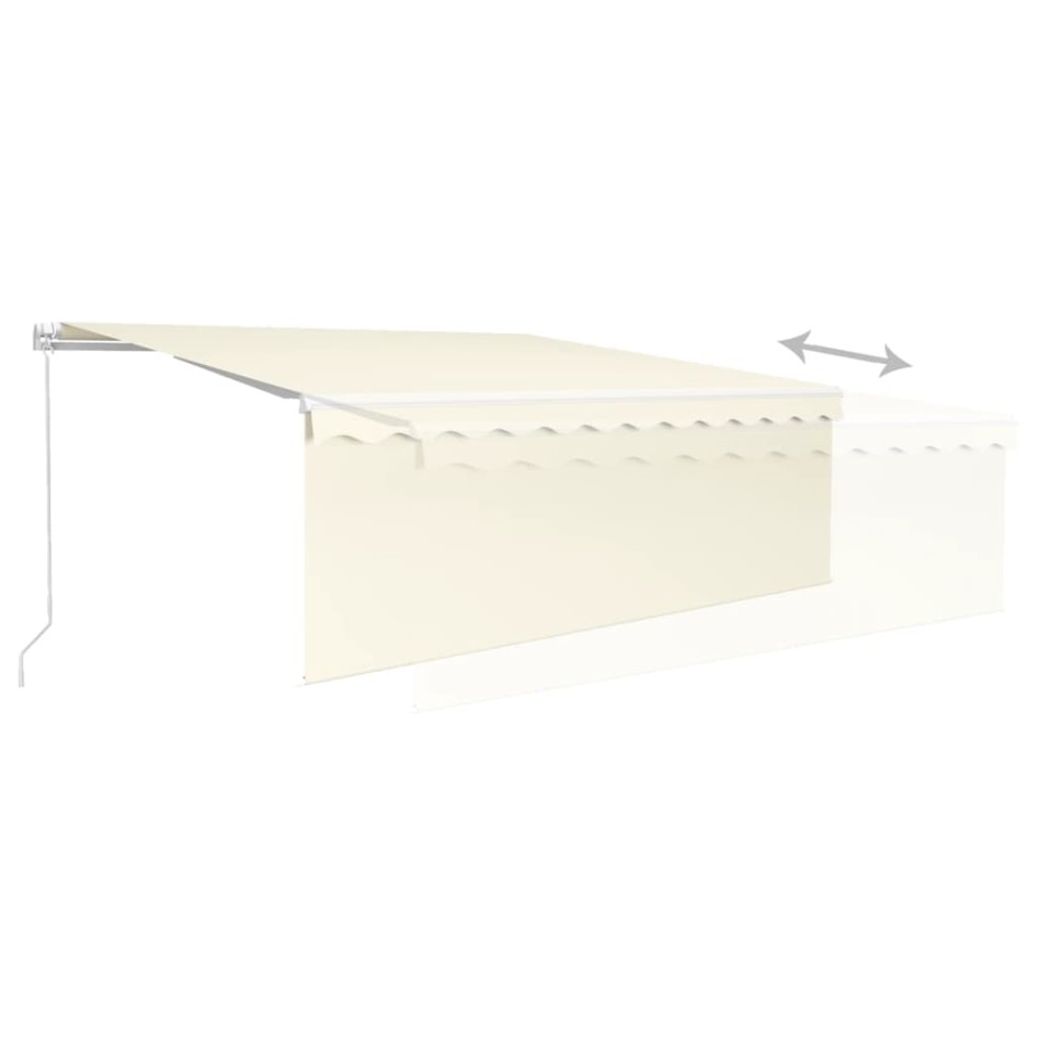 Toldo retráctil manual con persiana y LED crema 4,5x3