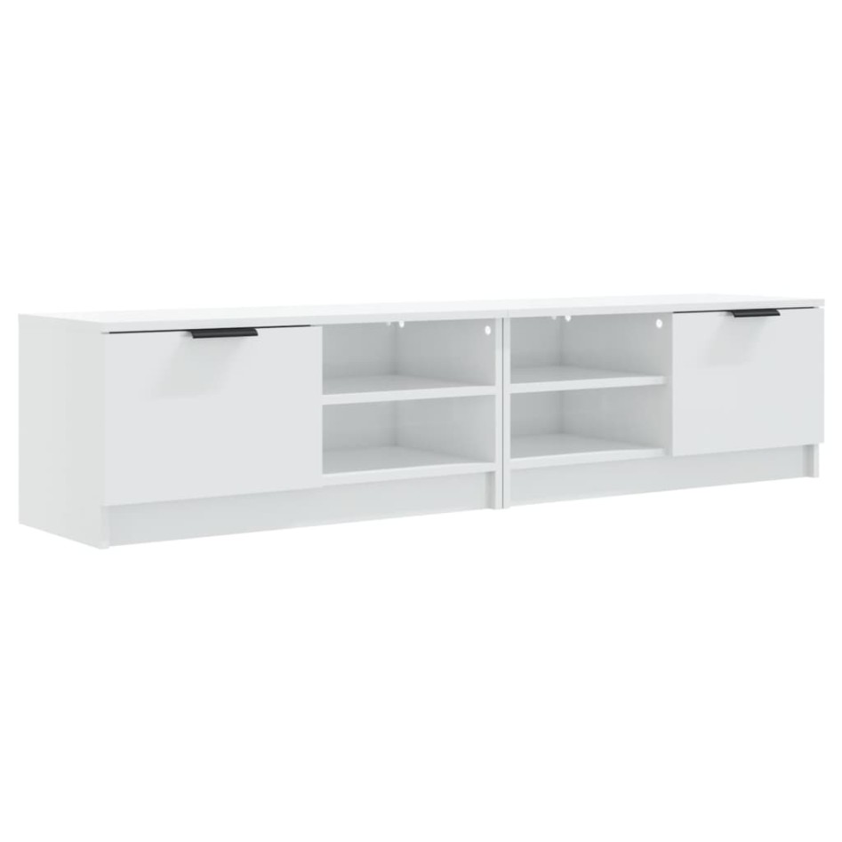 Mueble TV 2 pzs madera contrachapada blanco brillo