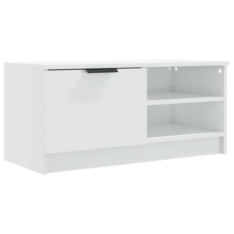 Mueble TV 2 pzs madera contrachapada blanco brillo