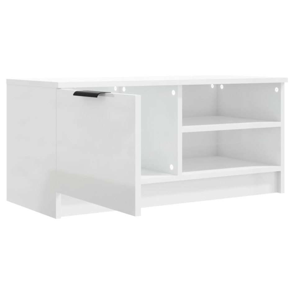 Mueble TV 2 pzs madera contrachapada blanco brillo