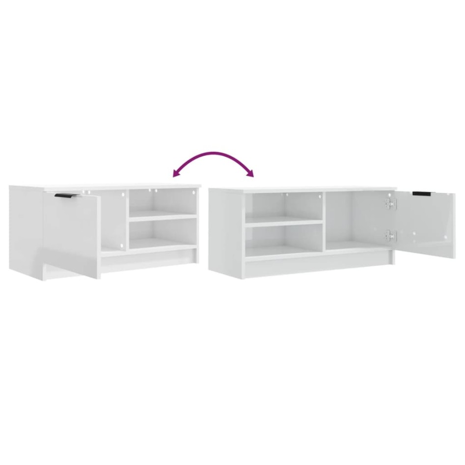 Mueble TV 2 pzs madera contrachapada blanco brillo