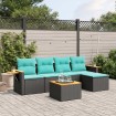 Set de sofás de jardín 6 pzas con cojines ratán sintético negro